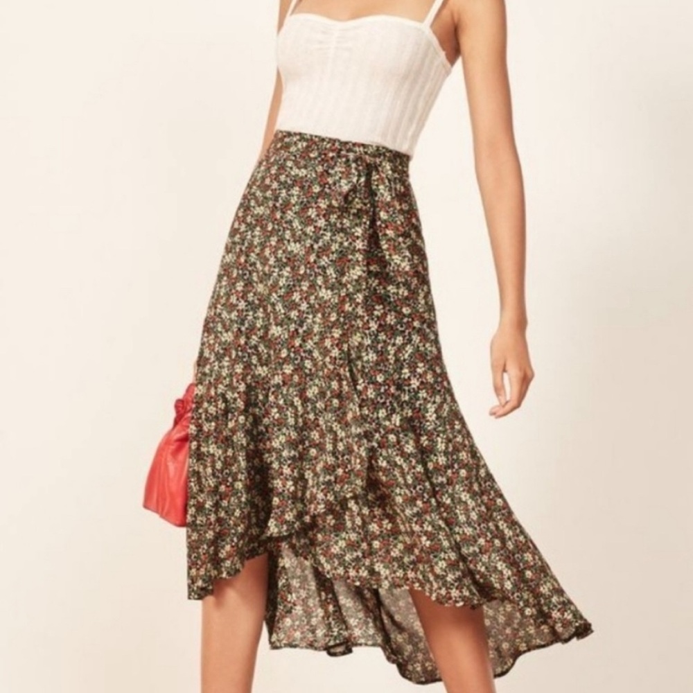 Reformation Annaliese Floral Wrap Skirt